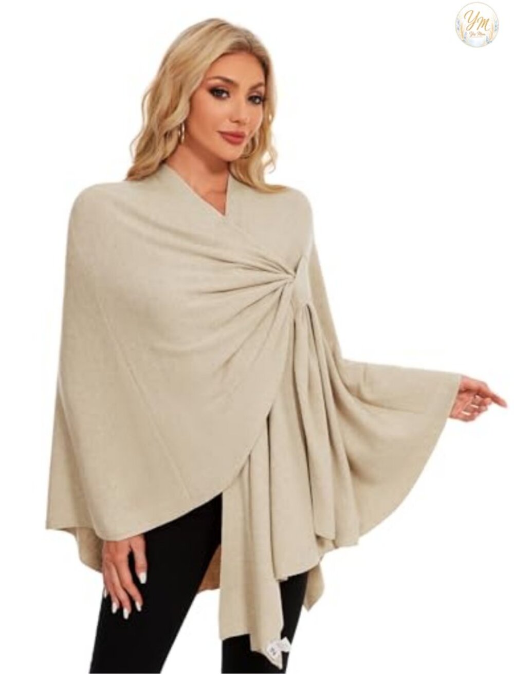 Womens Cross Front Shawl Wrap Knit Poncho Cape Viscose Blend Travel Wrap